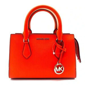 Michael Kors Sheila Small Center Zip Satchel Shoulder Crossbody Bag Orange/Gold